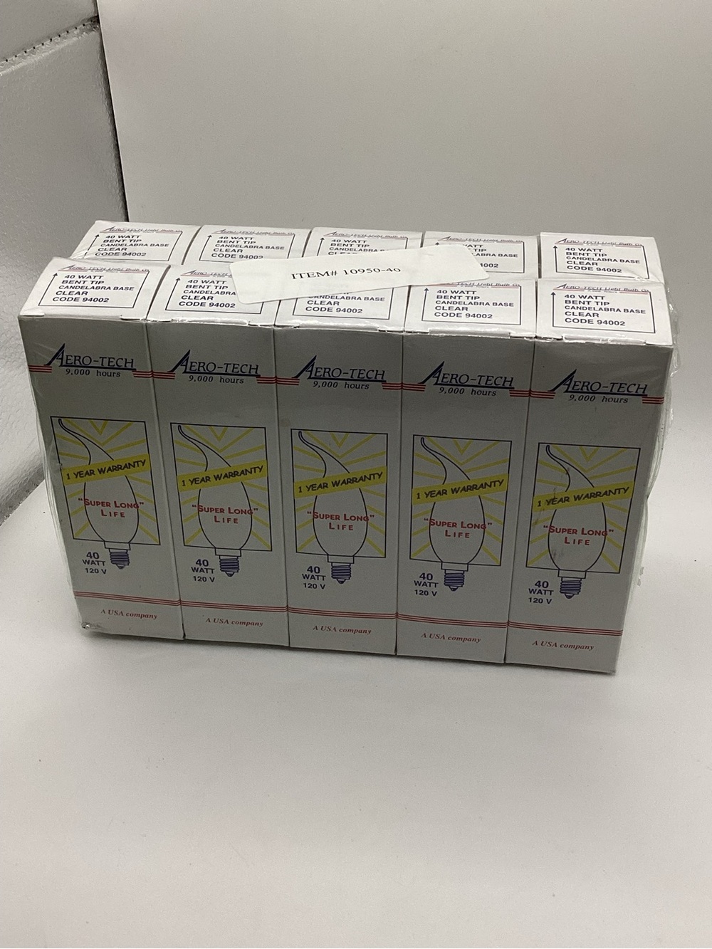 40W White Long-Life Incandescent Light Bulbs - Pack of 10 - 120 v